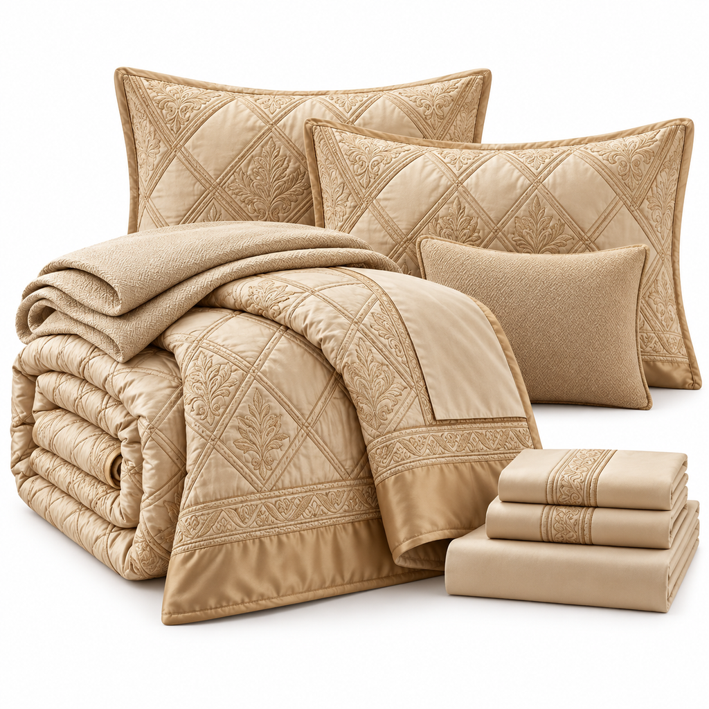 ✨ Prebeaut™ Luxe Embroidered Comforter Set – Timeless Elegance Collection