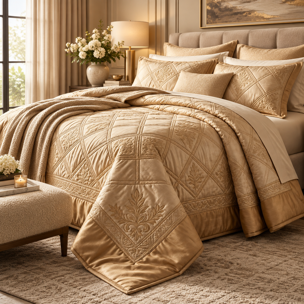 ✨ Prebeaut™ Luxe Embroidered Comforter Set – Timeless Elegance Collection