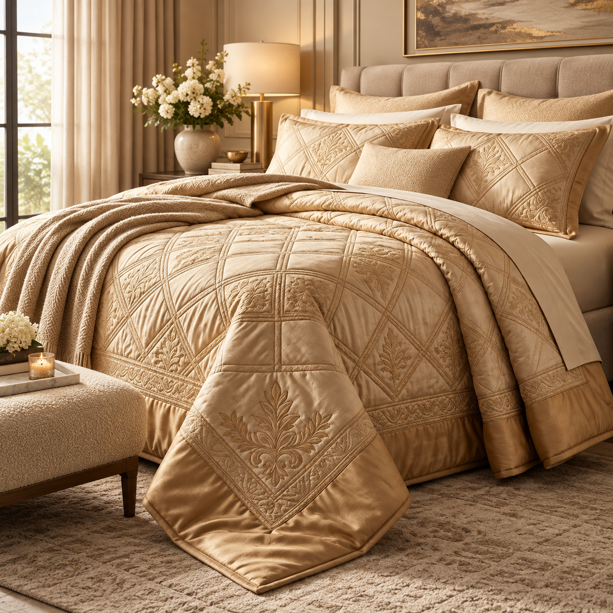 ✨ Prebeaut™ Luxe Embroidered Comforter Set – Timeless Elegance Collection