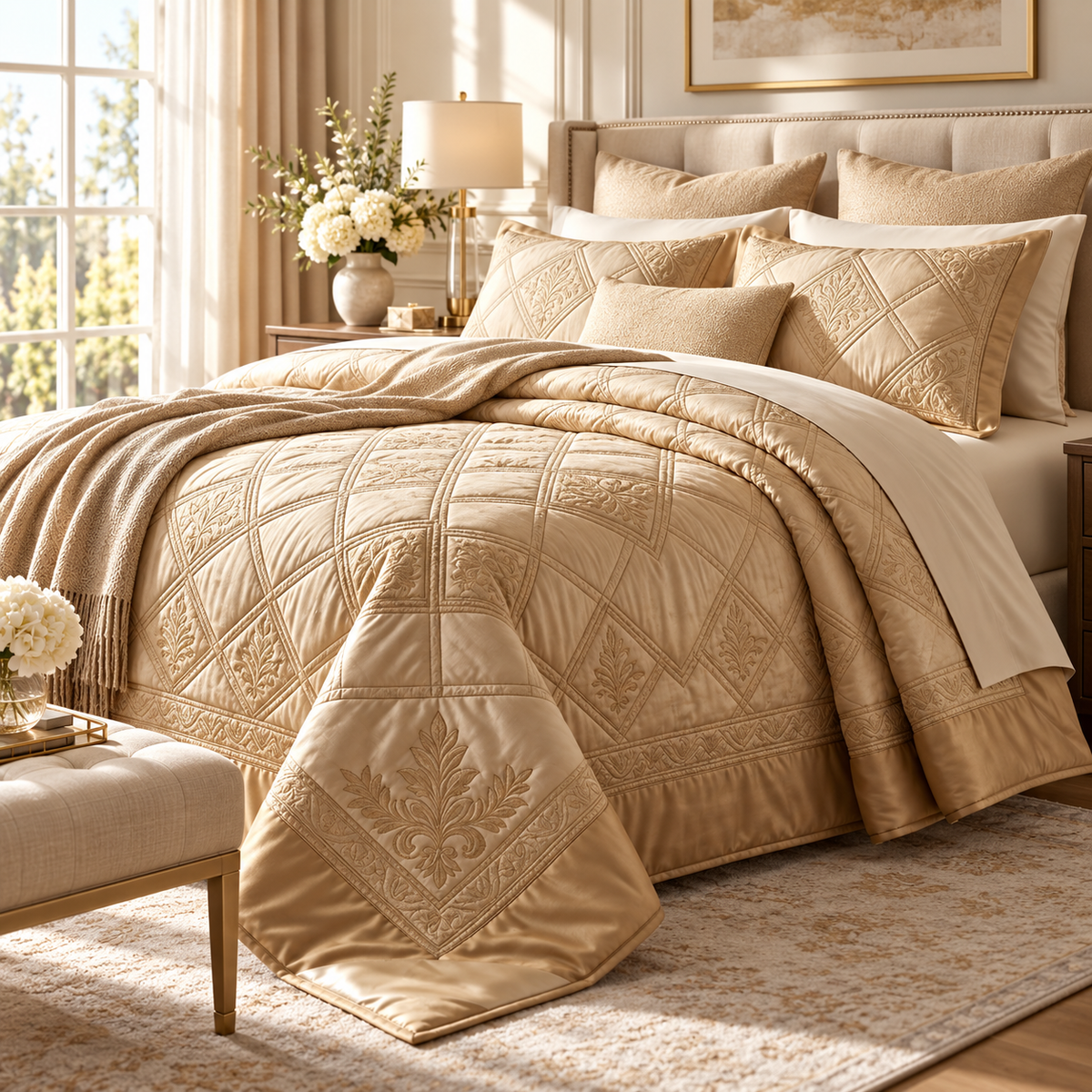✨ Prebeaut™ Luxe Embroidered Comforter Set – Timeless Elegance Collection