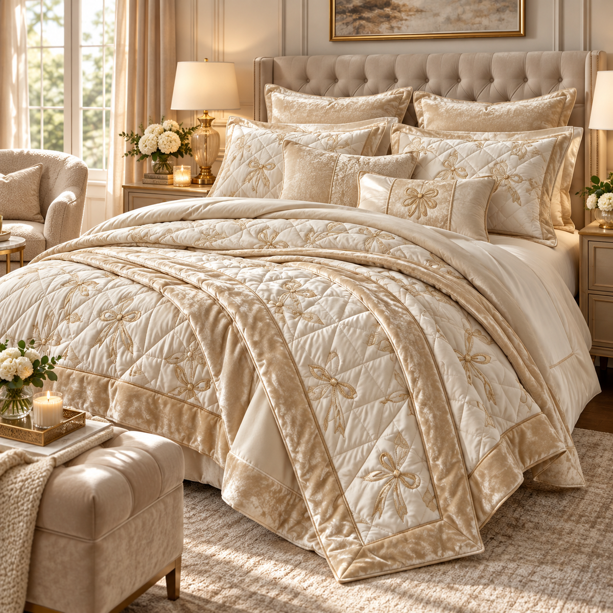 ✨ Prebeauti™ Champagne Whisper Quilted Comforter Set