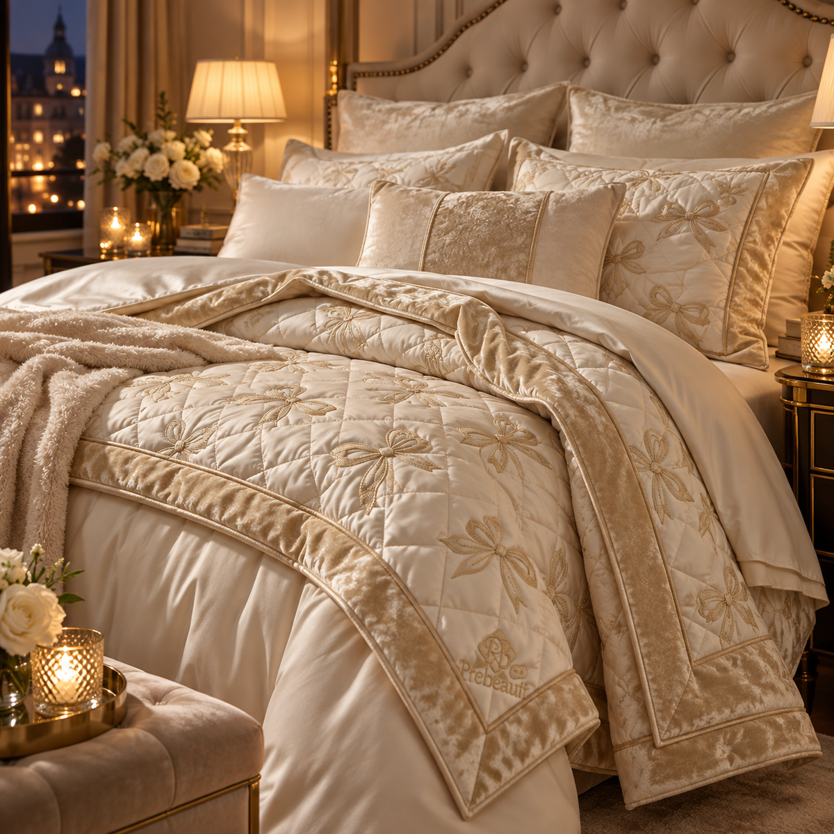 ✨ Prebeauti™ Champagne Whisper Quilted Comforter Set