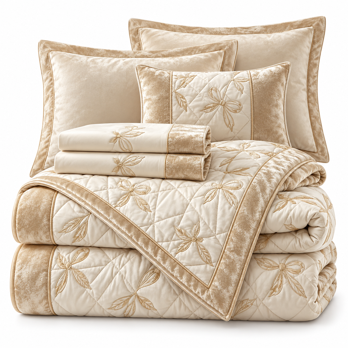 ✨ Prebeauti™ Champagne Whisper Quilted Comforter Set