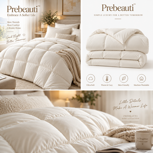 ☁️ Prebeauti™ Ivory Cloud Hotel Comforter Set – Soft Minimal Collection