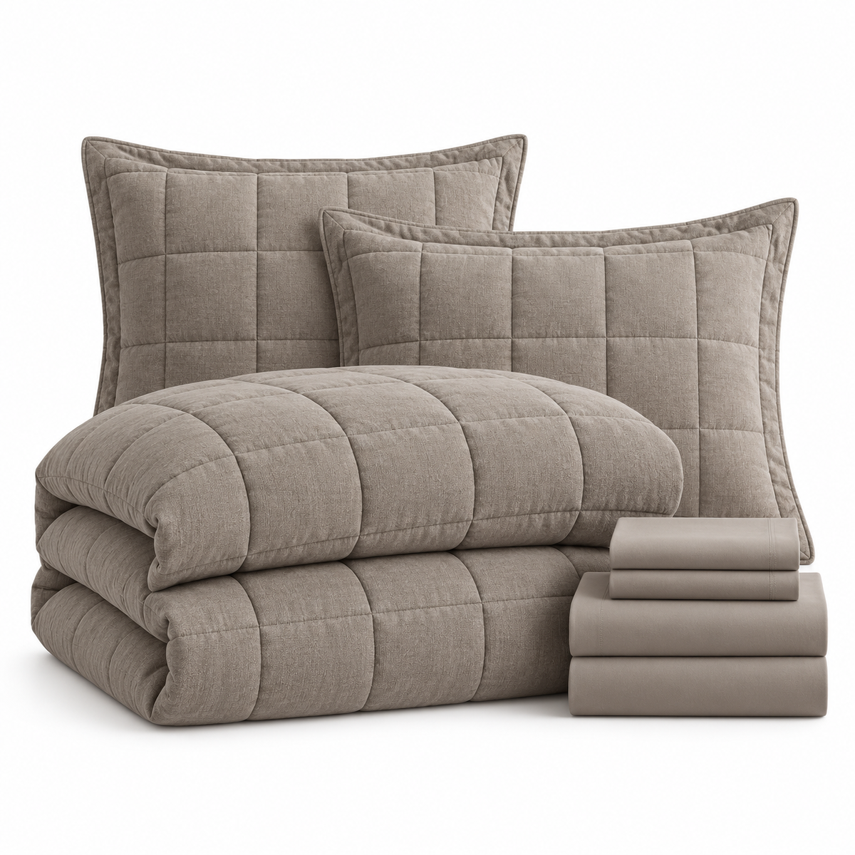 Prebeauti™ Stone Mist Quilted Comforter Set – Contemporary Calm Edition
