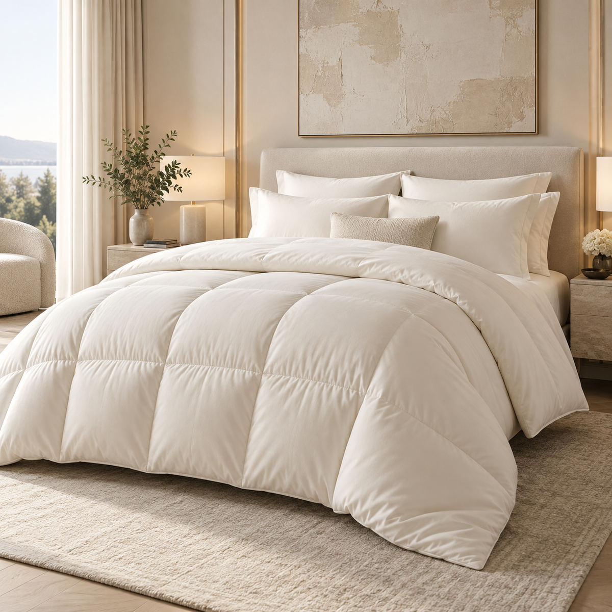 ☁️ Prebeauti™ Ivory Cloud Hotel Comforter Set – Soft Minimal Collection