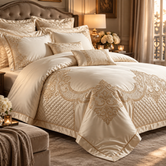 👑 Prebeauti™ Royal Heritage Embroidered Bedding Set – Signature Palace Edition