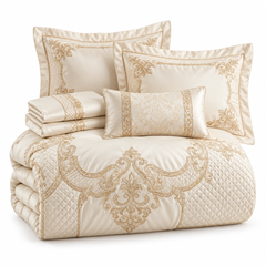 👑 Prebeauti™ Royal Heritage Embroidered Bedding Set – Signature Palace Edition