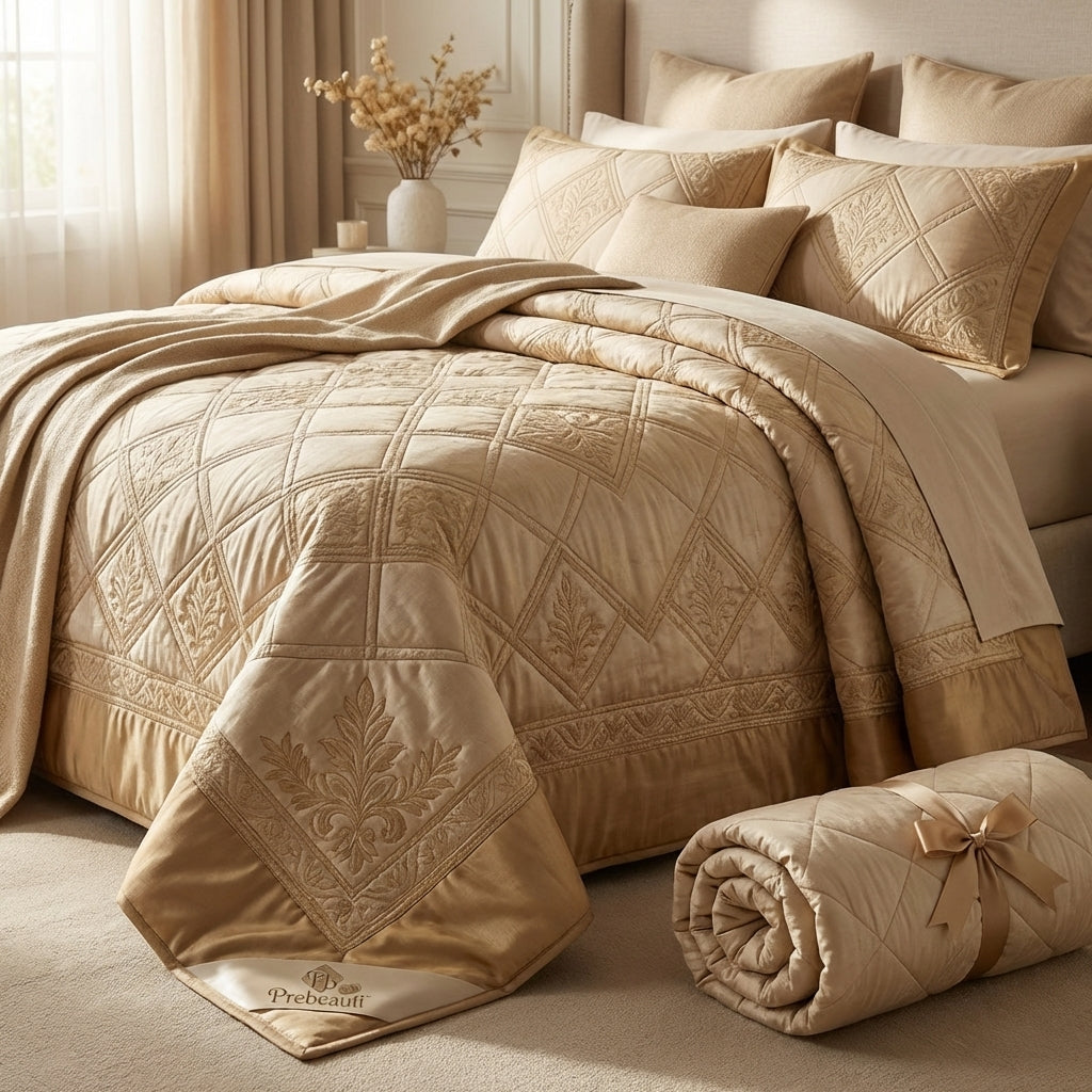 ✨ Prebeaut™ Luxe Embroidered Comforter Set – Timeless Elegance Collection